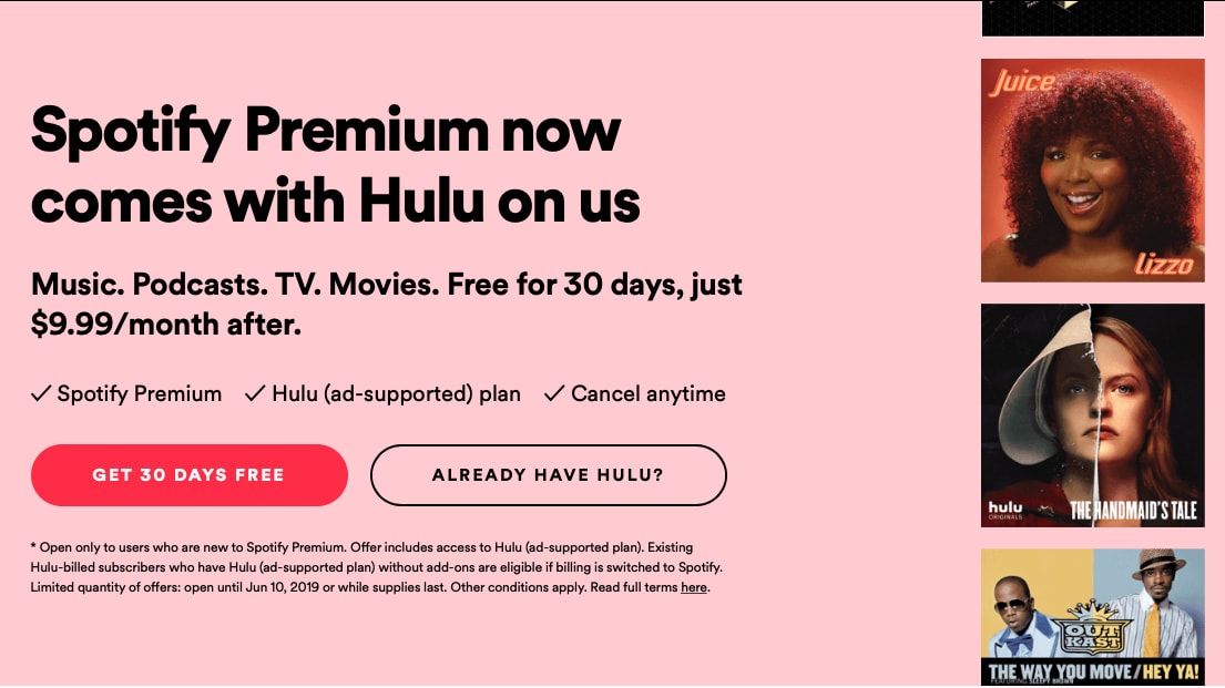 Get hulu free with spotify